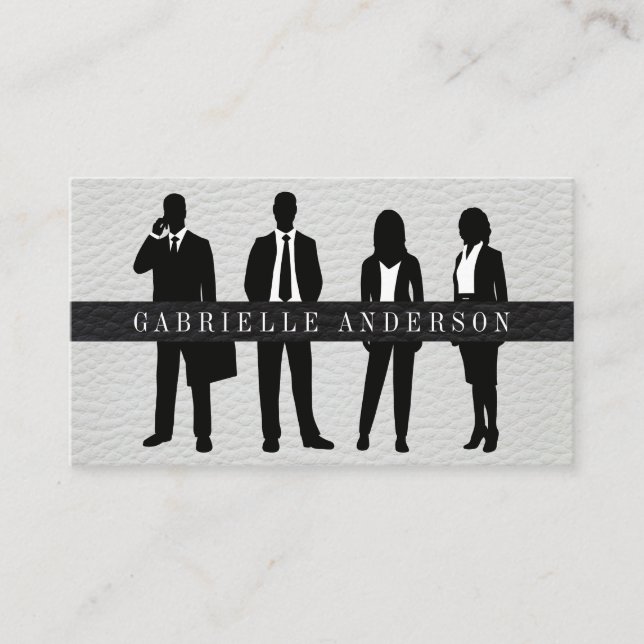 Business People Standing | Leather Business Card (Front)