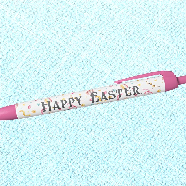 Business Personal | Pink Happy Easter Black Ink Black Ink Pen (Creator Uploaded)