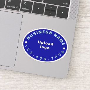 Business Phone Number on Blue Oval Shape Vinyl