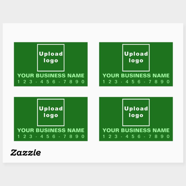 Business Phone Number on Green Rectangle Sticker (Sheet)