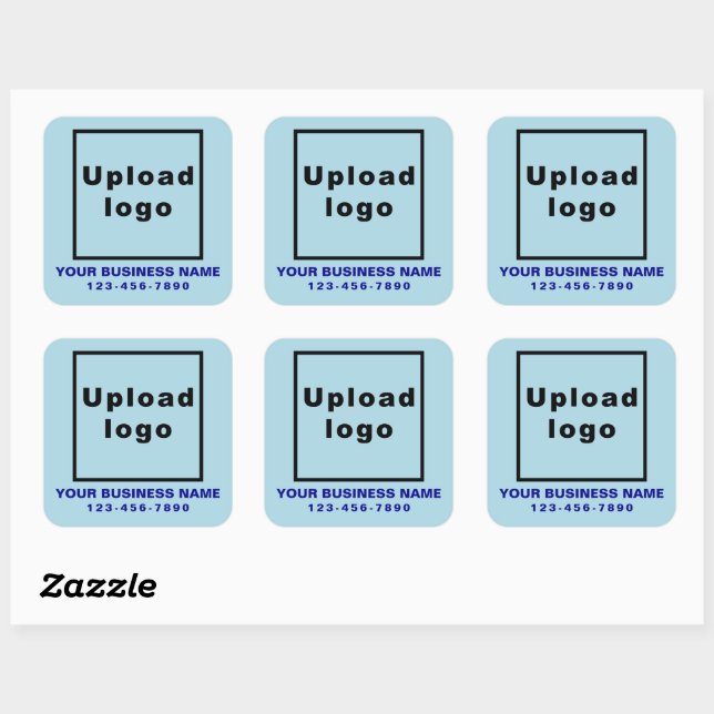 Business Phone Number on Light Blue Square Sticker (Sheet)