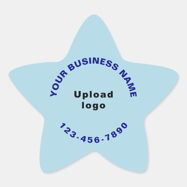 Business Phone Number on Light Blue Star Sticker (Front)