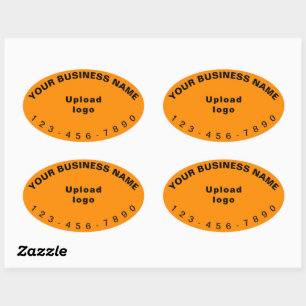 Business Phone Number on Orange Colour Oval Sticke Oval Sticker