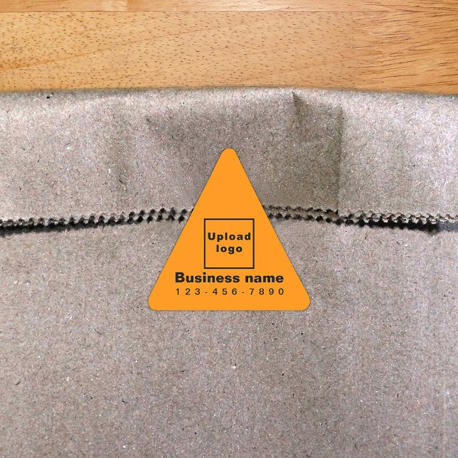Business Phone Number on Orange Colour Triangle Sticker (Orange color triangle sticker with your business name, logo and phone number.)