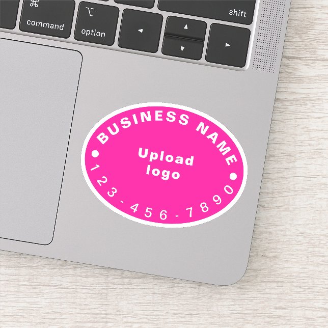 Business Phone Number on Pink Oval Shape Vinyl (Detail)