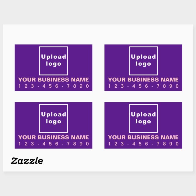 Business Phone Number on Purple Rectangle Sticker (Sheet)