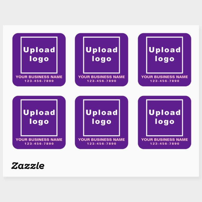 Business Phone Number on Purple Square Sticker (Sheet)