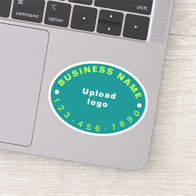 Business Phone Number on Teal Green Oval Vinyl (Detail)