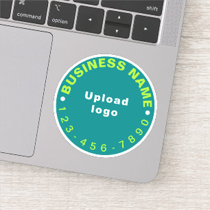 Business Phone Number on Teal Green Round Vinyl