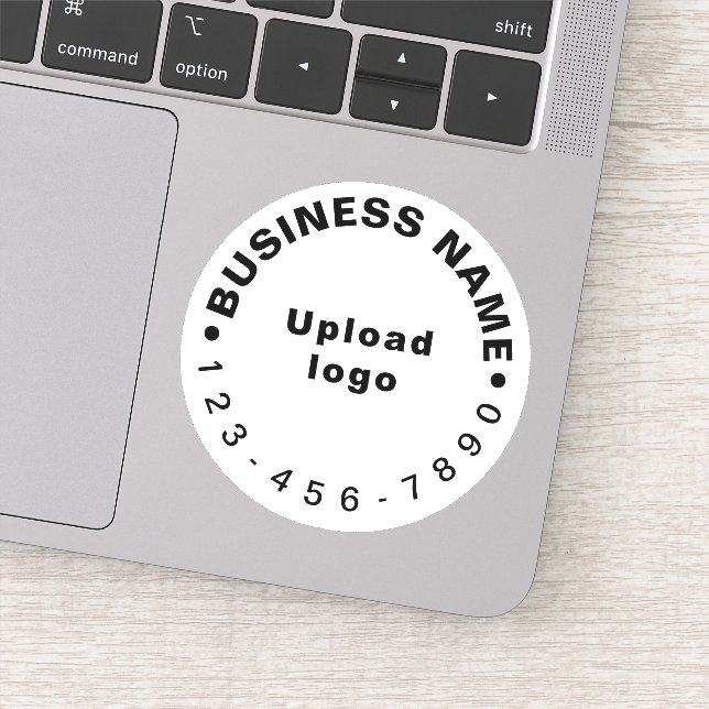 Business Phone Number on White Round Vinyl Sticker (Detail)