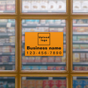 Business Phone On Orange Rectangle Large Vinyl