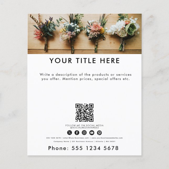 Business Photo Banner QR Code Social Media  Flyer (Front)