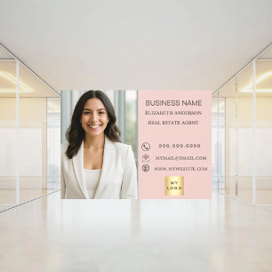 Business Photo Contact Information logo pink Window Cling