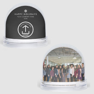 Business Photo Logo & Christmas Star Message Gift Snowglobe