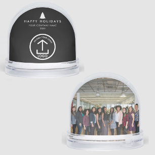 Business Photo Logo & Christmas Tree Message Gift Snowglobe