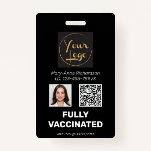 Business Photo QR Code Vaccination ID Badge