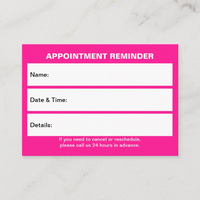 Business Pink Appointment Card (Front)