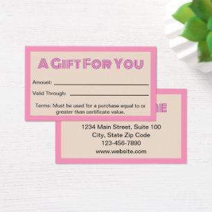 Business Pink Beige Beauty Salon Certificat cadeau