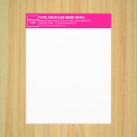 Business Pink Letterhead on Paper Sheet<br><div class="desc">Paper sheet with customizable heading. Paper sheet as letterhead. Customize the heading by uploading your business logo, typing your business or company name, address, phone number, e-mail and website or social media page. Paper sheet with your business name on heading to advertise your business or promote your brand name to...</div>
