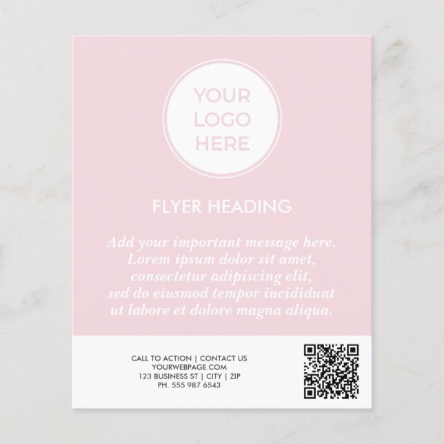 Business Pink Logo QR Code Template Flyer (Front)