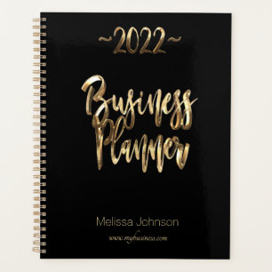 Business Planner 2022 Black and Gold Script Modern