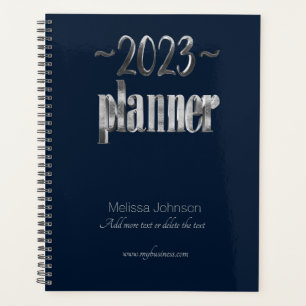 Business Planner 2023 Blue and Grey Script Modern