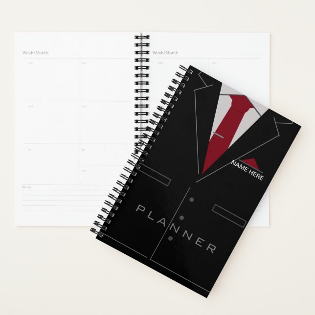 Business Planner Personalized Name Black Suit (Display)