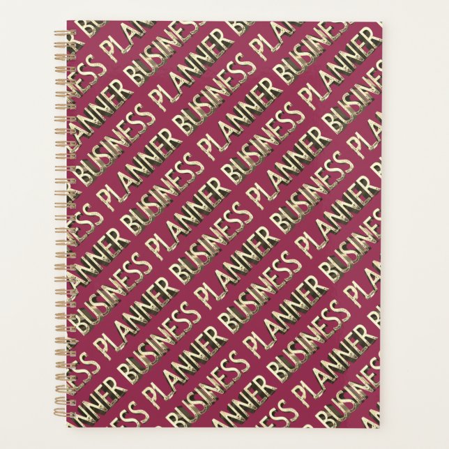 Business Planner Pink Red Gold Typographie Motif (Devant)