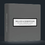 Business Presentation Portfolio Book Binder<br><div class="desc">Modern business presentation portfolio book features a minimal design in a classic grey colour palette with black and white accents. Professional presentation binder with customizable information presented in simple font in a white window with a coordinating frame. Shown with company name, client name and presentation subject on the front in...</div>