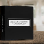 Business Presentation Portfolio Book Binder<br><div class="desc">Modern business presentation portfolio book features a minimal design in a classic black and white colour palette. Professional presentation binder with customizable information presented in simple font in a white window with a coordinating frame. Shown with company name, client name and presentation subject on the front in modern typography, this...</div>