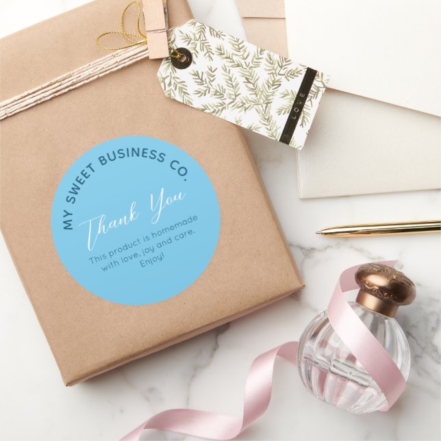 Business Product Blue Round Sticker (Gifting)