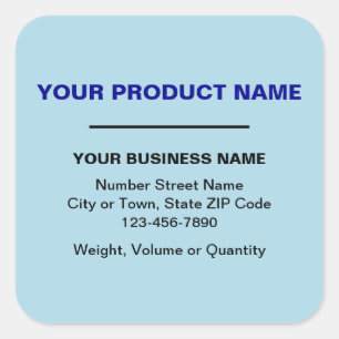 Business Product Minimal Plain Texts on Light Blue Square Sticker