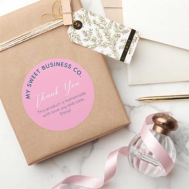 Business Product Pink Round Sticker (Gifting)