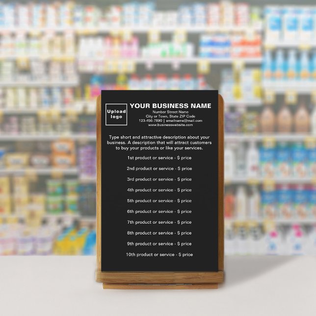 Business Products or Services on Black Stationery (Your business products or services on black stationery.)