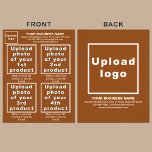 Business Products or Services on Brown Flyer<br><div class="desc">Flyer that you can customize to put your business brand, products or services and other information of your business. You can put up to 4 products or services. Customize it and give it to your customers or clients to advertise your brand name and to promote your products or services. Customizable...</div>