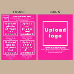 Business Products or Services on Pink Flyer<br><div class="desc">Flyer that you can customize to put your business brand, products or services and other information of your business. You can put up to 4 products or services. Customize it and give it to your customers or clients to advertise your brand name and to promote your products or services. Customizable...</div>