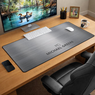 Business Professional Grey Monogrammed Desk Mat