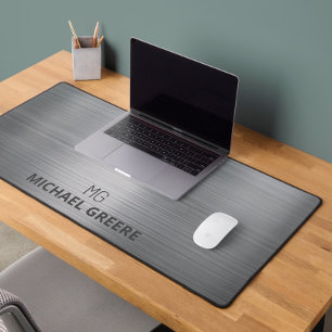 Business Professional Grey Monogrammed Desk Mat