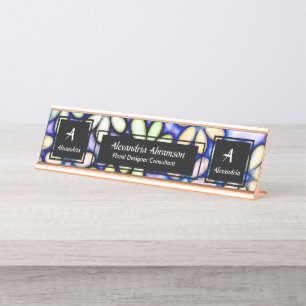 Business Professional Modern Monogram Personalize  Desk Name Plate