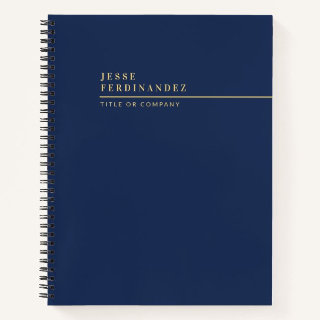 Business Professional Modern Navy Blue and Gold Notebook (Front)