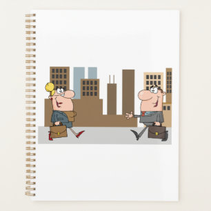 Business Professionals Cartoon Man and Woman Planner