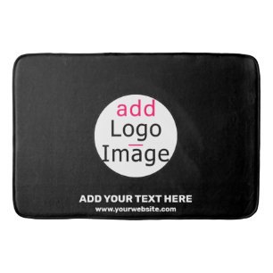 Business Promo Customizable Add Your Logo Black Bath Mat