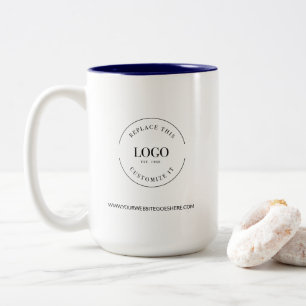 Business Promo logo website custom minimal Two-Tone Coffee Mug