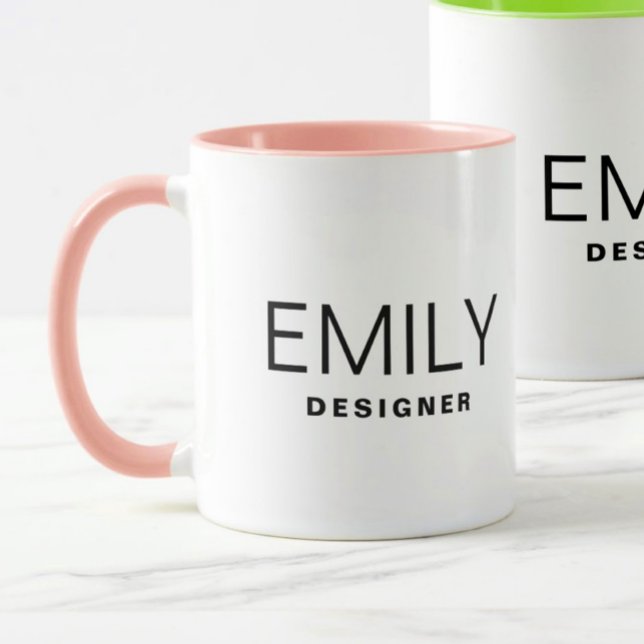 Business Promotional Add Your Name Two Tone Pink Mug (Creator Uploaded)