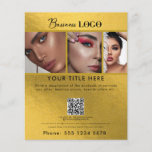 Business Promotional Beauty Hair Nail Salon Gold Flyer<br><div class="desc">A minimalist gold simple business flyer that allows you to customize your business logo, business title, business description, business social media handle, business QR code scannable website link, business contact details etc. A perfect business flyer template for all types of businesses. Customize this professional business flyer and make it your...</div>