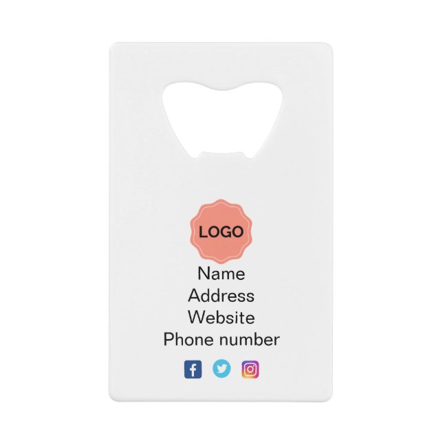 Business promotional credit card bottle opener (Front)