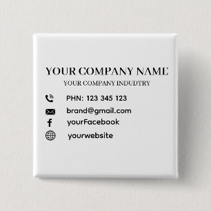 Business Promotional Personalized Modern Design 2 Inch Square Button