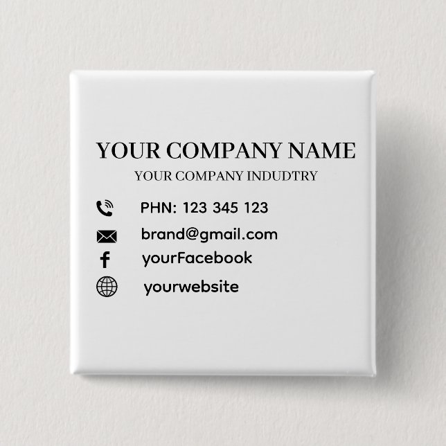 Business Promotional Personalized Modern Design 2 Inch Square Button (Front)