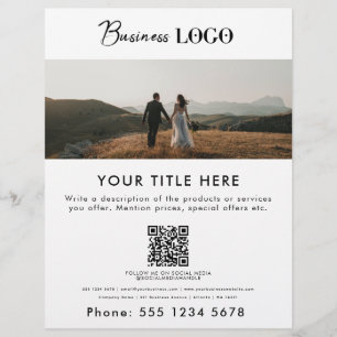 Business Promotional Photo & Text QR Code Wedding  Flyer