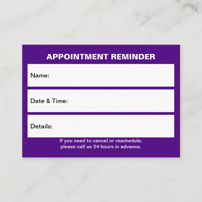 Business Purple Appointment Card (Front)